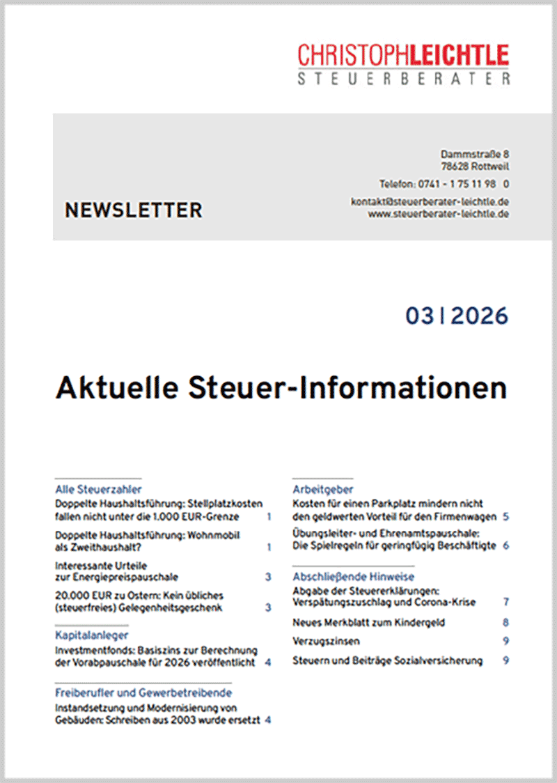 Steuernews von Steuerberater Leichtle
